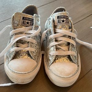 Convers silver sparkly sneakers